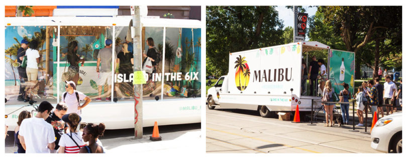 malibu rum mobile vehicle advertising